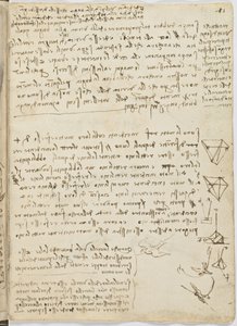 Code sur le vol des oiseaux, c. 1505-06, manuscrit sur papier, cc. 18, feuille 11 recto - Leonardo da Vinci